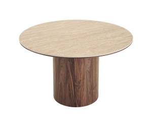 Söögilaud DELPHI — värv: travertiiniimitatsioon / tumepruun; 120 × 120 × 76 cm Söögilaud DELPHI — värv: travertiiniimitatsioon / tumepruun; 120 × 120 × 76 cm