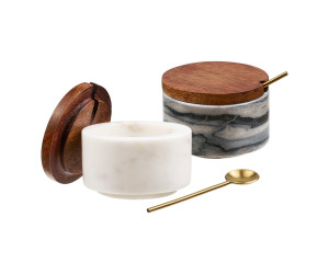 Säilituspurk PAURI (2-osaline komplekt) — värv: hall / valge Säilituspurk PAURI (2-osaline komplekt) — värv: hall / valge