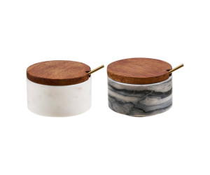 Säilituspurk PAURI (2-osaline komplekt) — värv: hall / valge